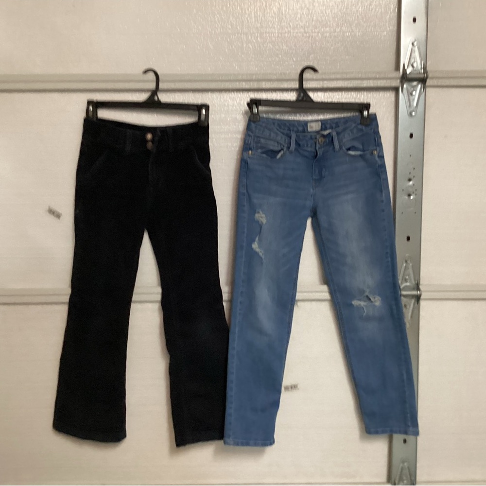 One pair of girls corduroy, one pair of girls jeans, size 10